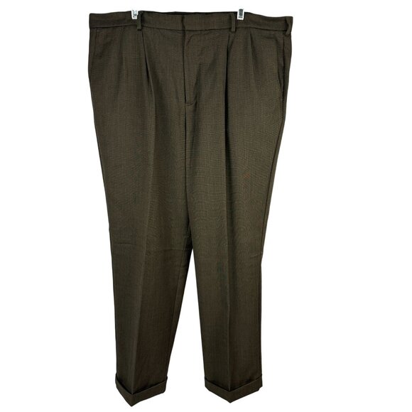 Dockers Mens Relaxed Fit Pleated Khaki Pants Size W40 L32 Wool Blend Brown - Picture 1 of 6